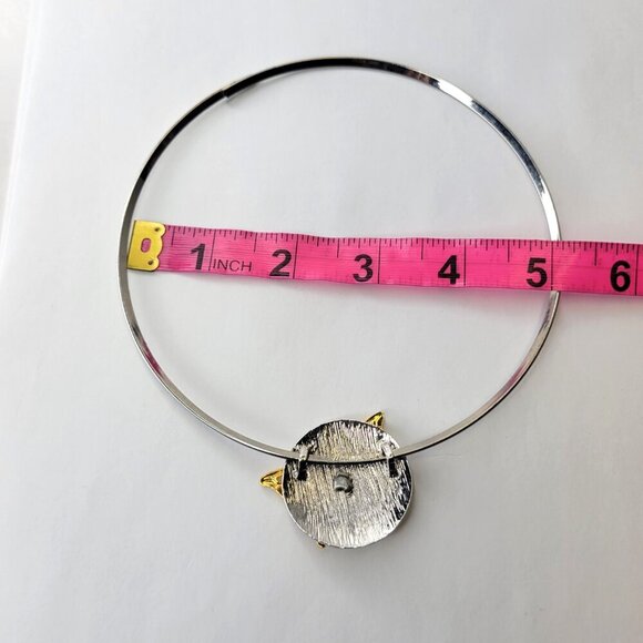 Gold Plated Butterfly Pendant Collar Necklace Rhodium and Gold Butterfly Pendant - Picture 8 of 8